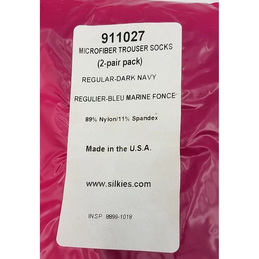 NOS 2X‎ Packs Silkies Microfiber Trouser Socks Regular Dark Navy 911027
